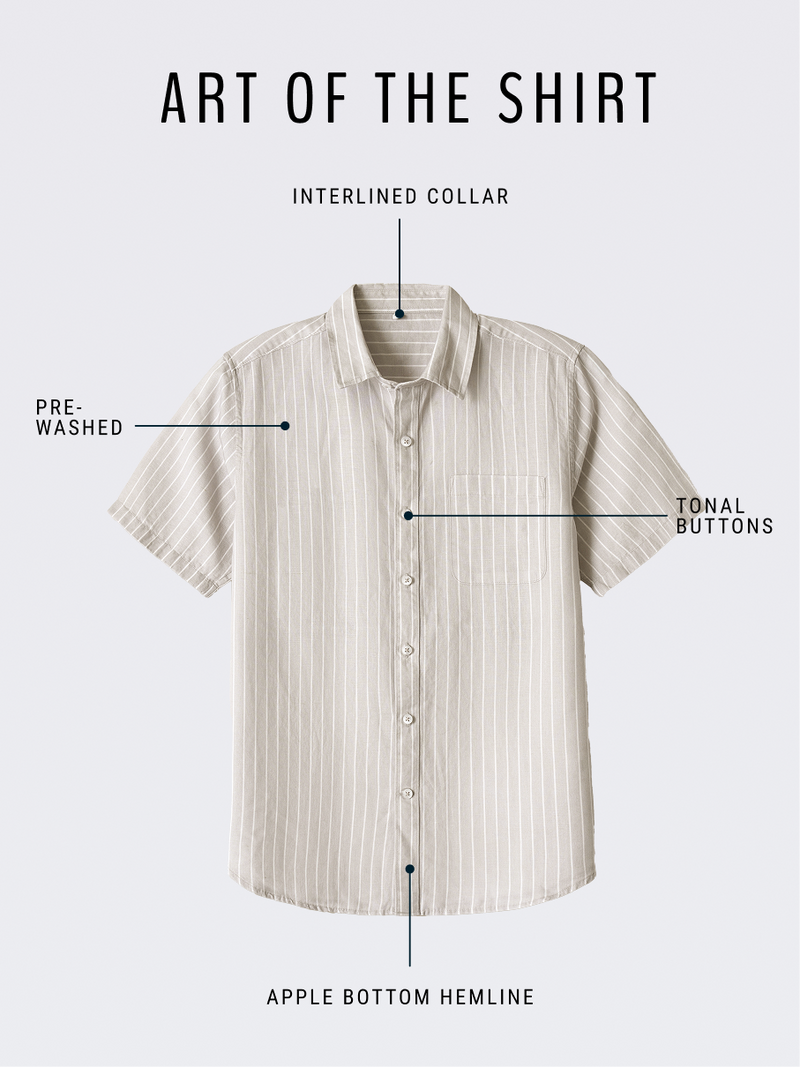 Linen Rich Silver Grey Pinstriped Shirt
