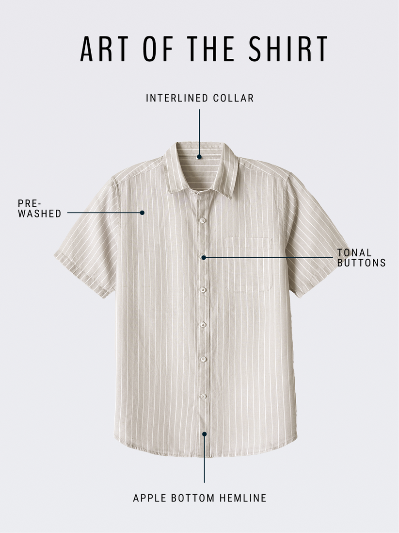 Linen Rich Silver Grey Pinstriped Shirt