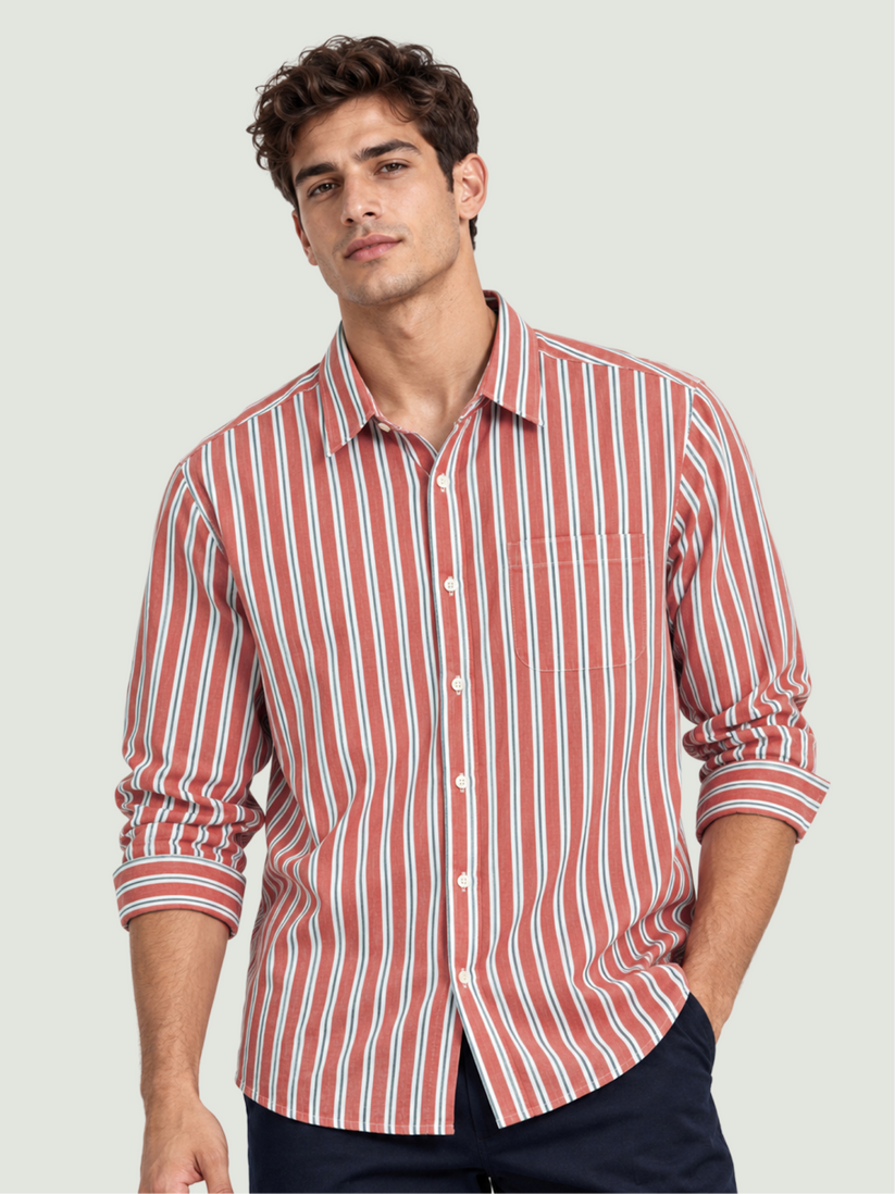 Burnt Sienna Seersucker Summer Shirt