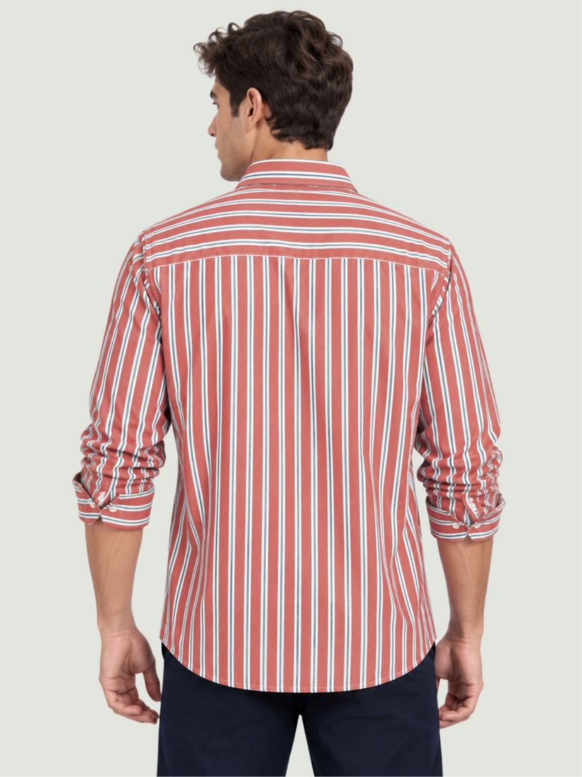 Burnt Sienna Seersucker Summer Shirt