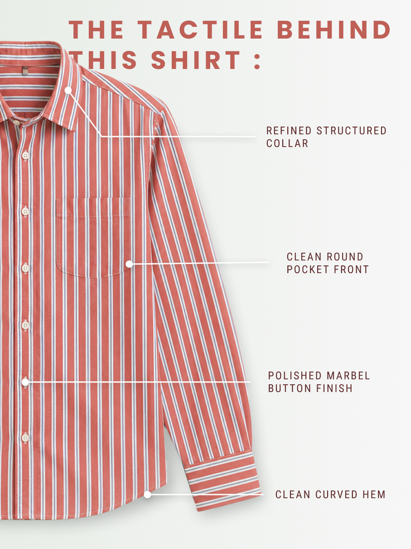 Burnt Sienna Seersucker Summer Shirt