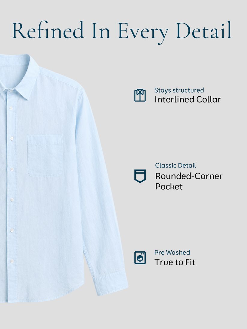Ice Blue Pure European Linen Shirt