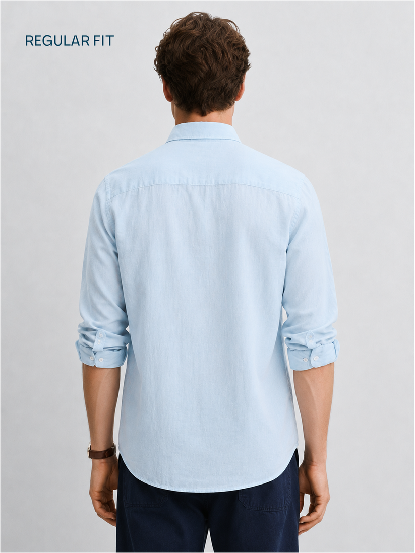 Ice Blue Pure European Linen Shirt