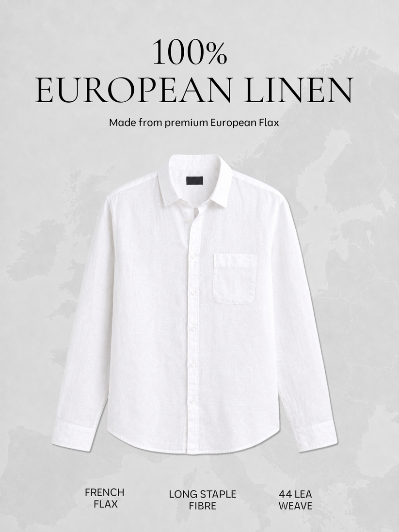 White Pure Italian Linen Shirt