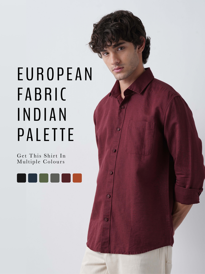 Linen Rich Maroon Shirt