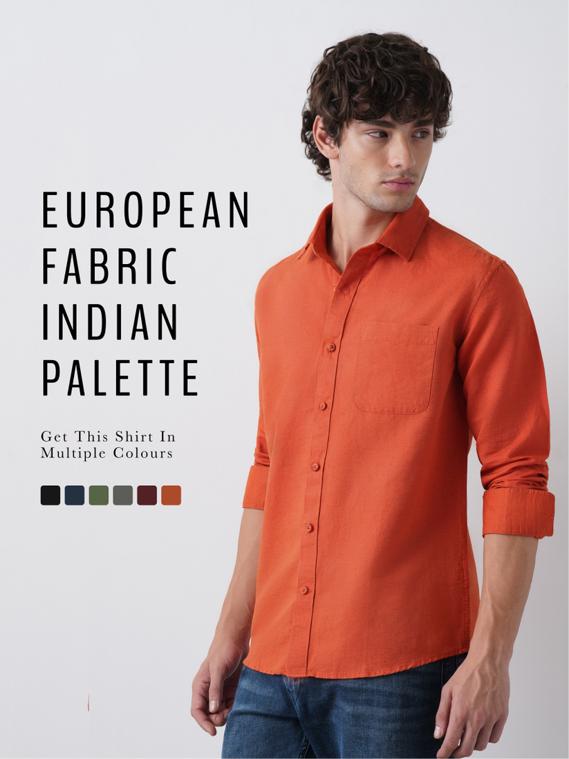 Linen Rich Orange Shirt