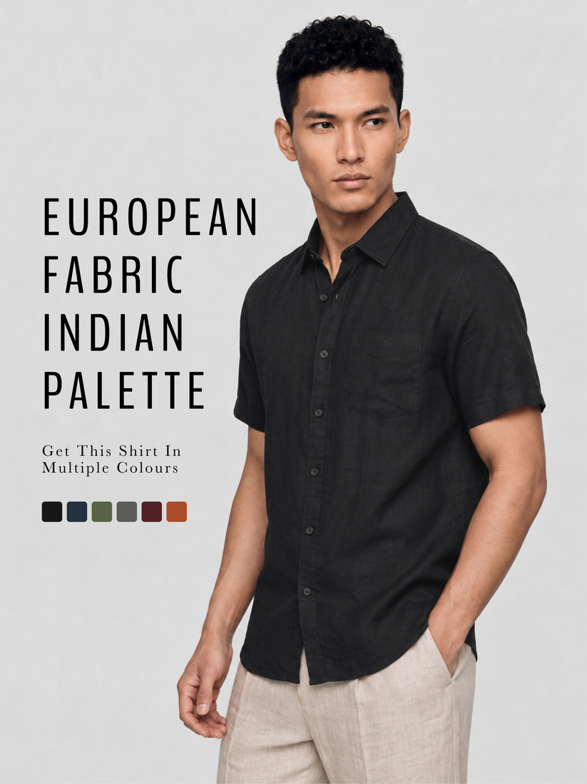 Cotton Linen Black Shirt