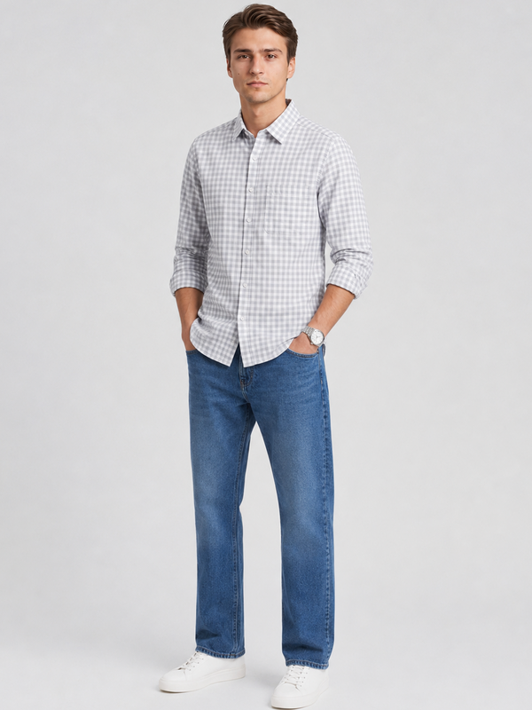 Grey Oxford Check Shirt