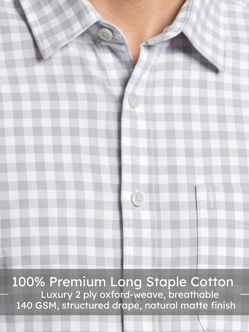Grey Oxford Check Shirt