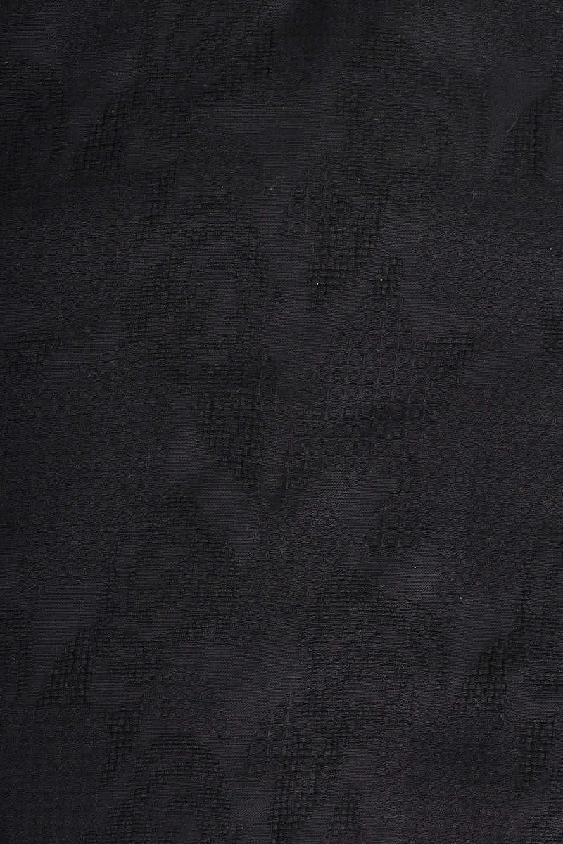 Black Cuban Collar Textured Shirt