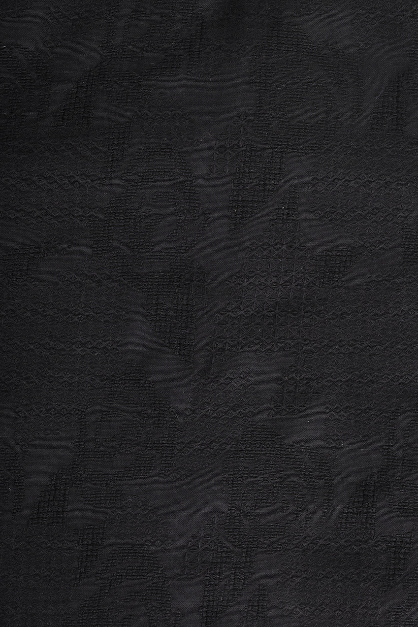 Black Cuban Collar Textured Shirt