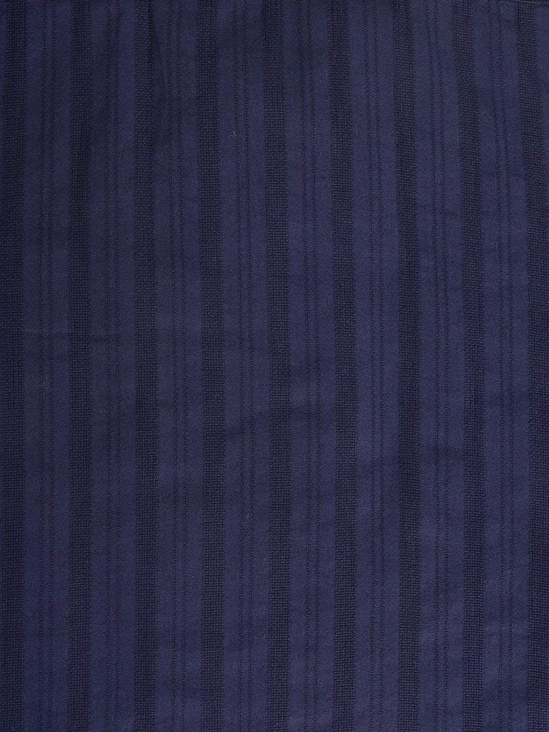 Navy Cuban Collar Textured Shirt
