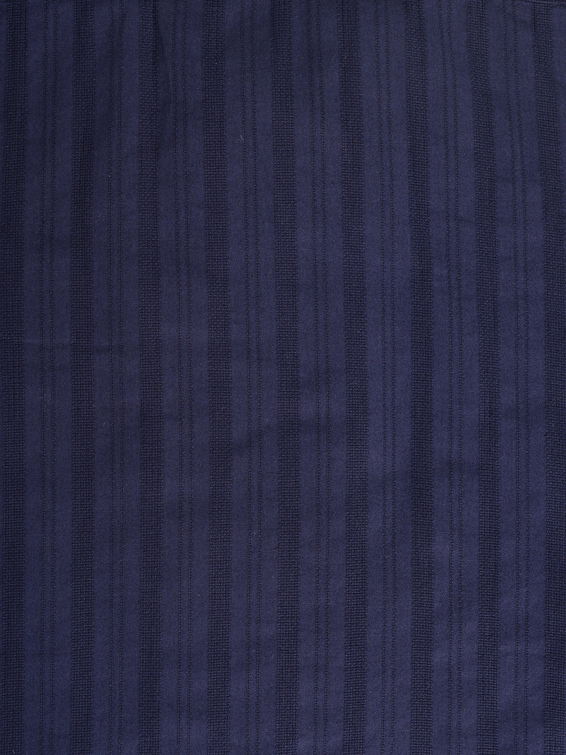 Navy Cuban Collar Textured Shirt