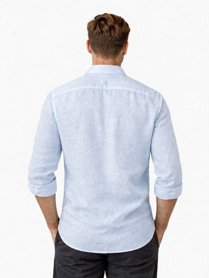 Ice Blue Pure Italian Linen Shirt