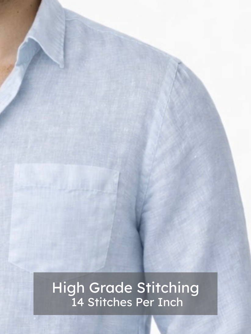 Ice Blue Pure Italian Linen Shirt