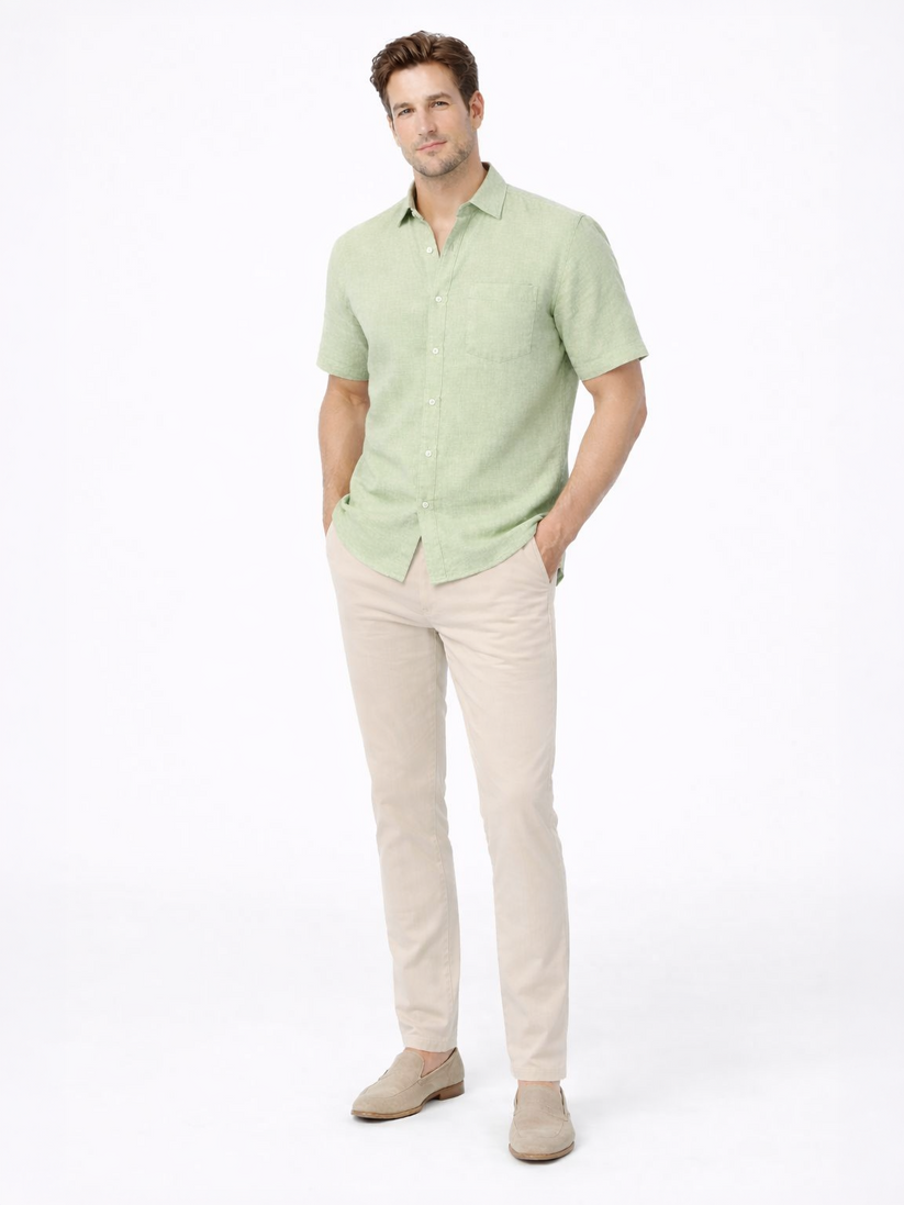 Linen Rich Sage Green  Shirt