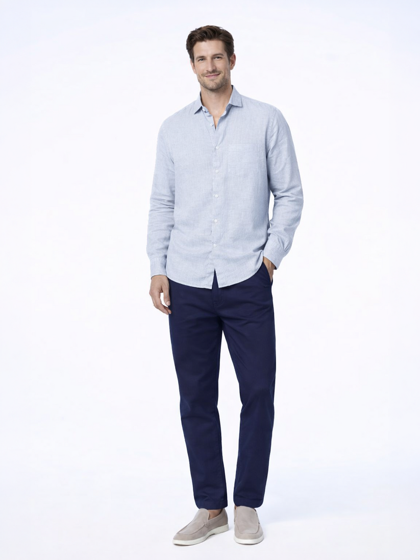 Linen Rich Light Blue Shirt