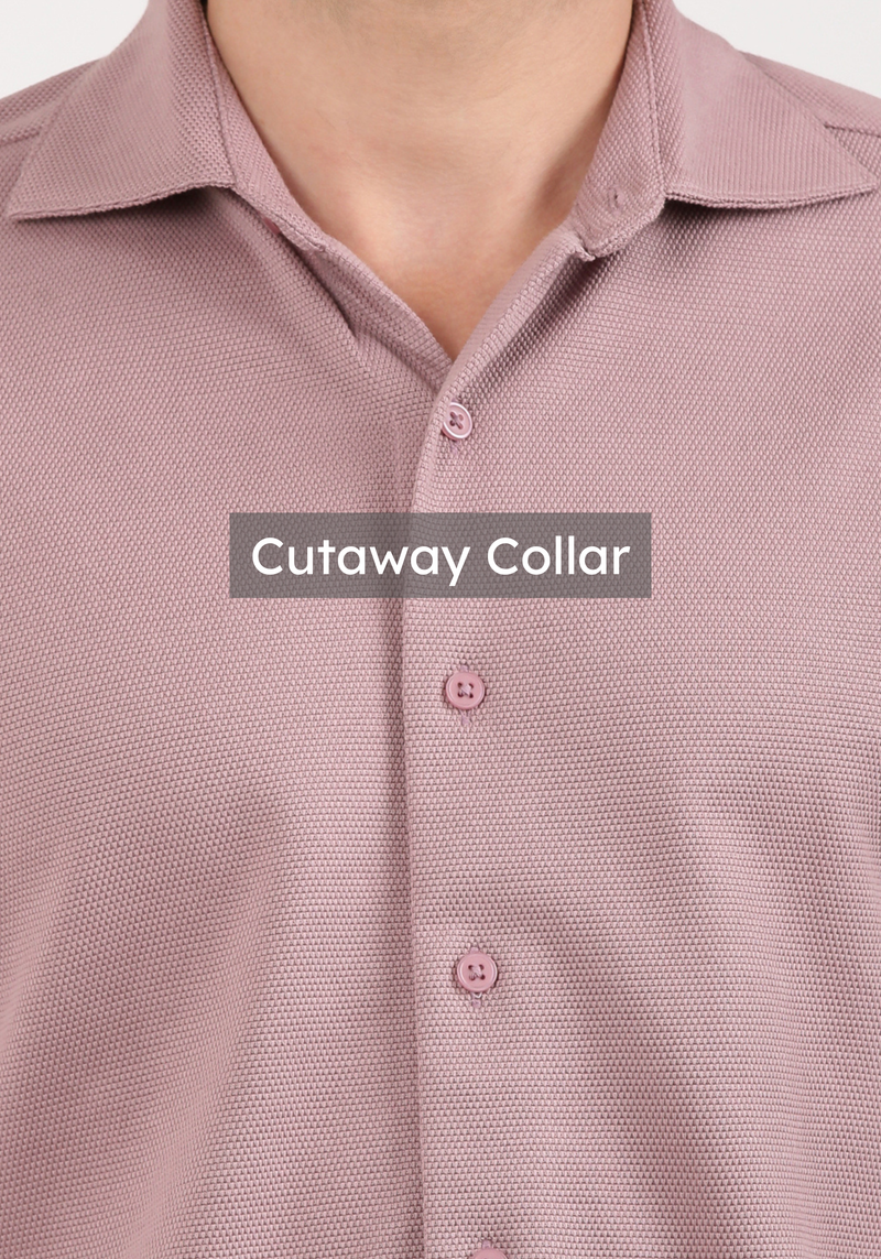 Slim Fit Textured Mauve Knit Shirt