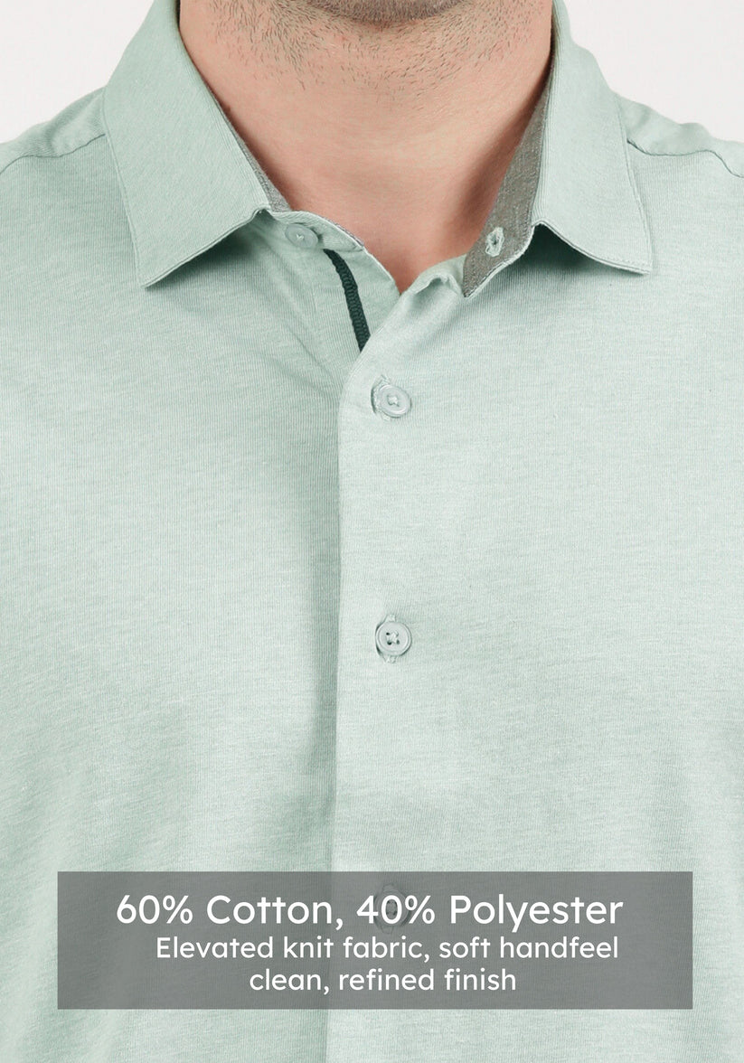 Slim Fit Mint Green Knit Shirt