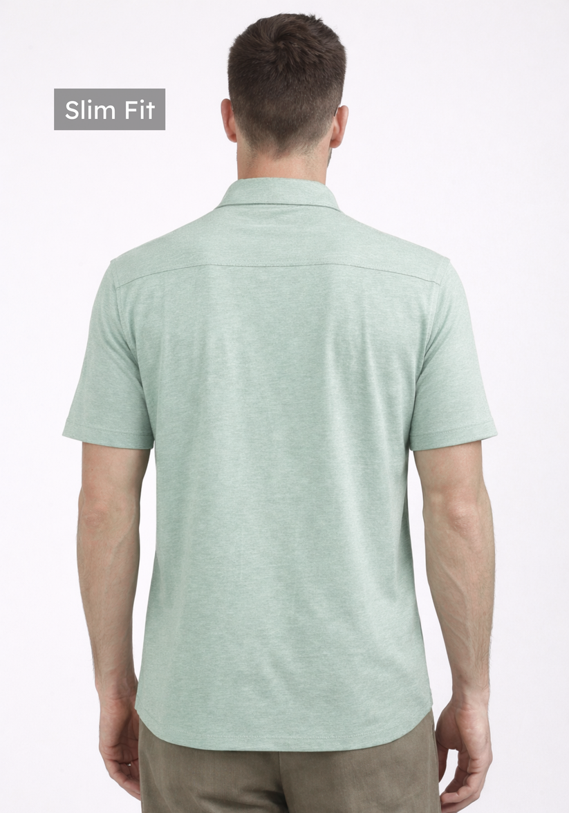 Slim Fit Mint Green Knit Shirt