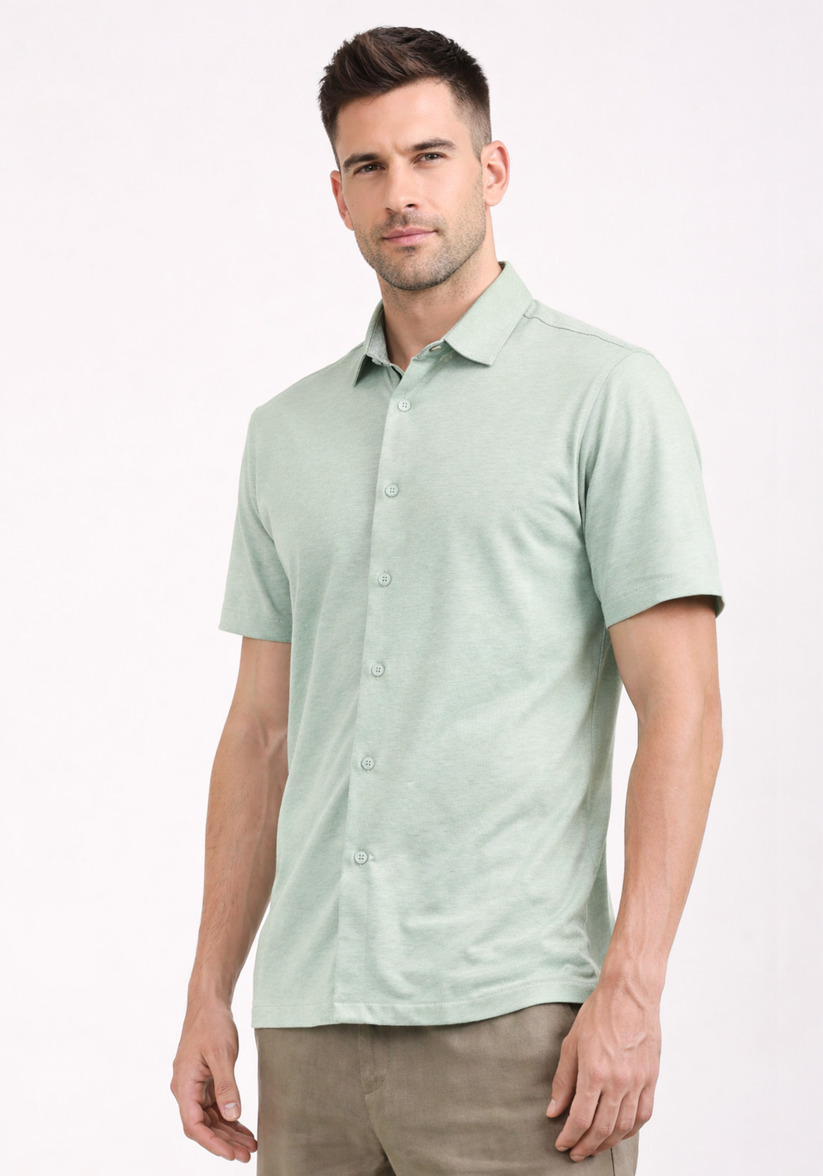Slim Fit Mint Green Knit Shirt