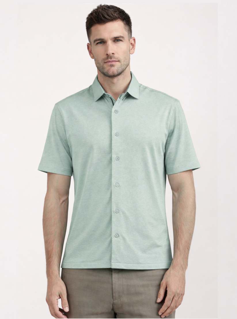 Slim Fit Mint Green Knit Shirt