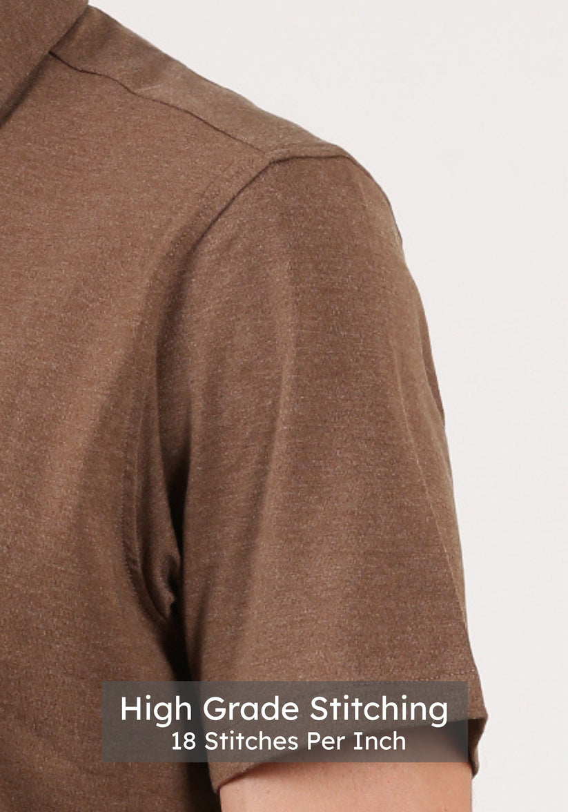 Slim Fit Mocha Brown Knit Shirt