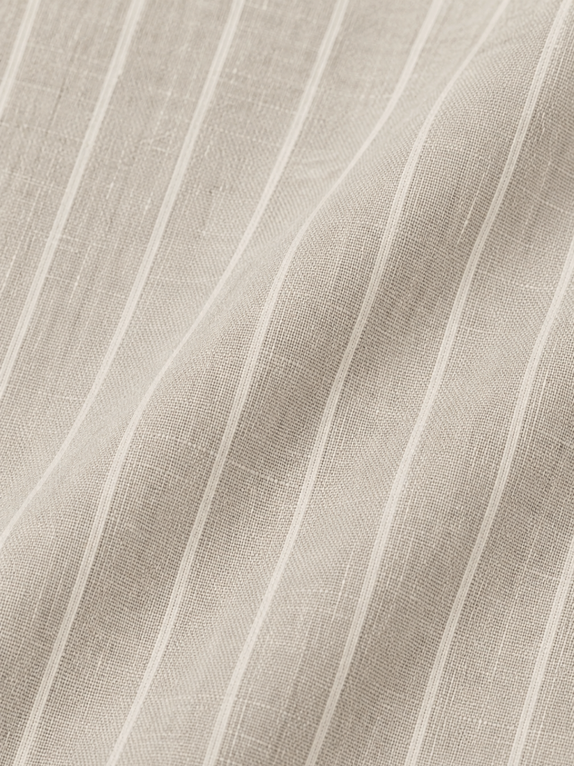 Linen Rich Silver Grey Stripe Shirt