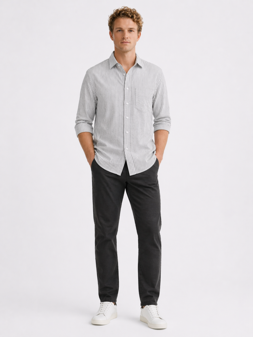 Grey Oxford Stripe Shirt