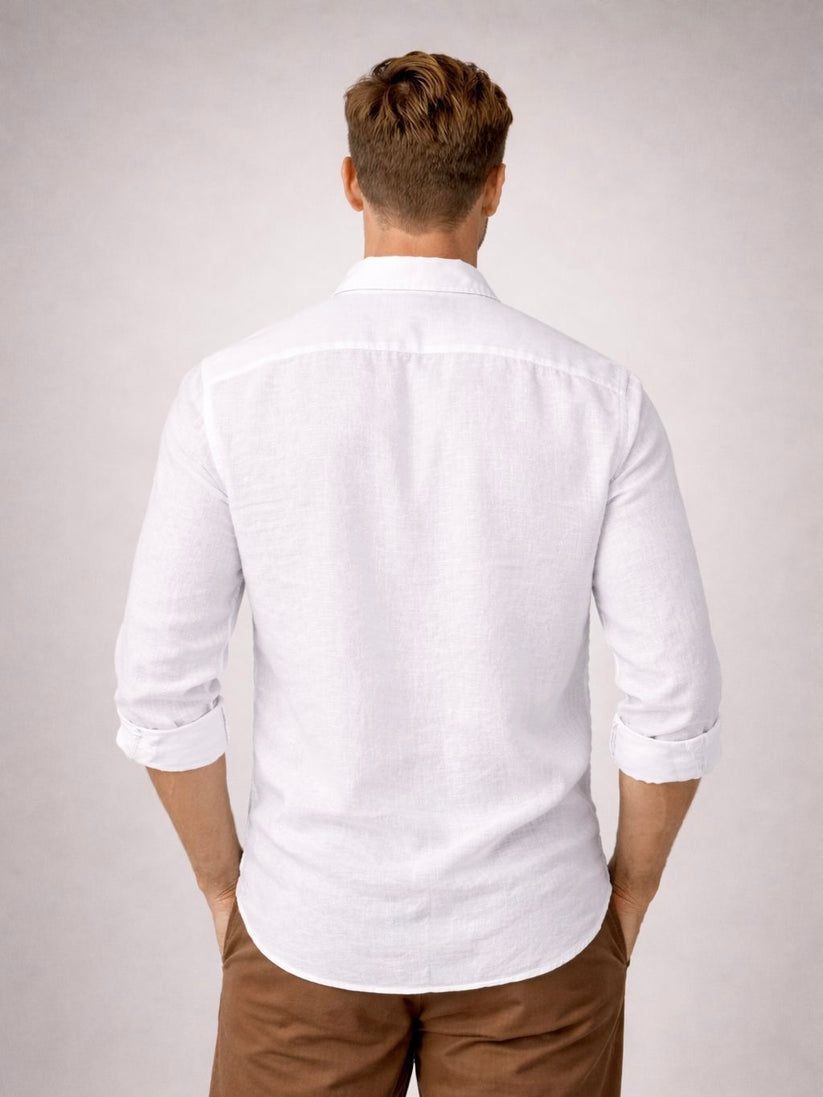 White Pure Italian Linen Shirt