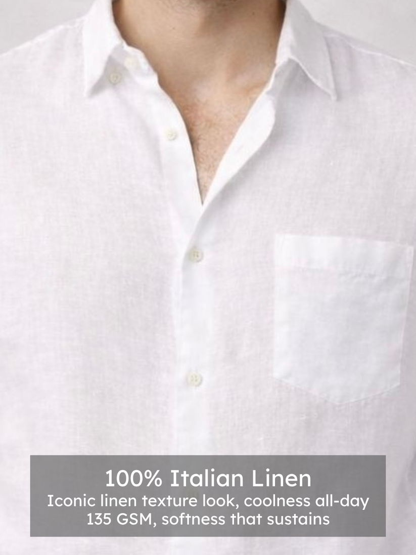 White Pure Italian Linen Shirt