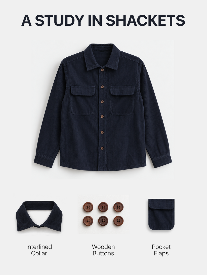 Navy Fine Corduroy Shacket