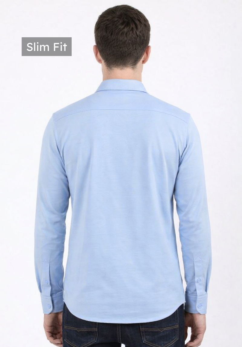 Slim Fit Sky Blue Knit Shirt