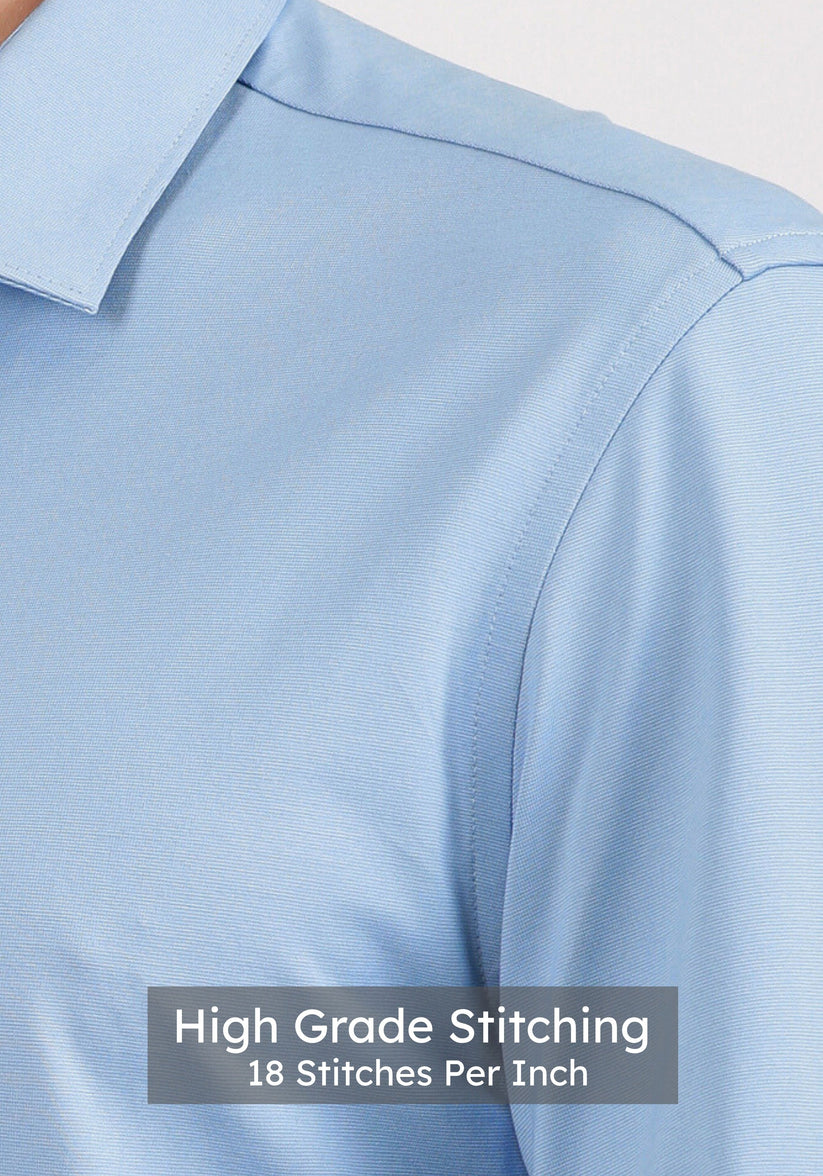 Slim Fit Sky Blue Knit Shirt