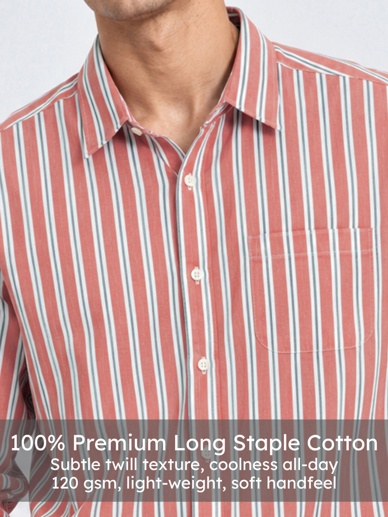Rust Red Vertical Stripe Shirt