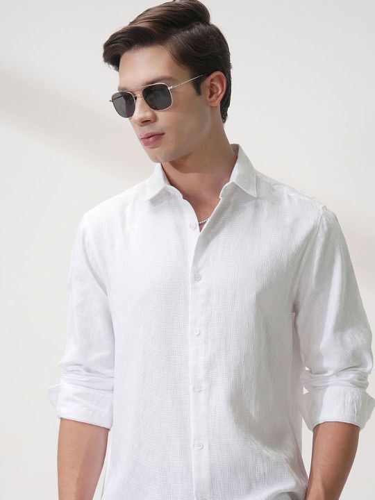 Highlander, Men Texture ComfortRelaxed Fit Casual Shirt