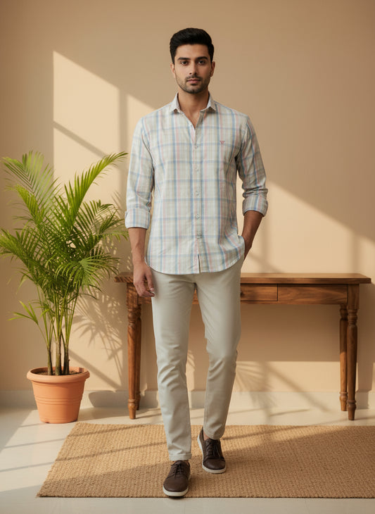 Premium Cotton Multi Checks Brown