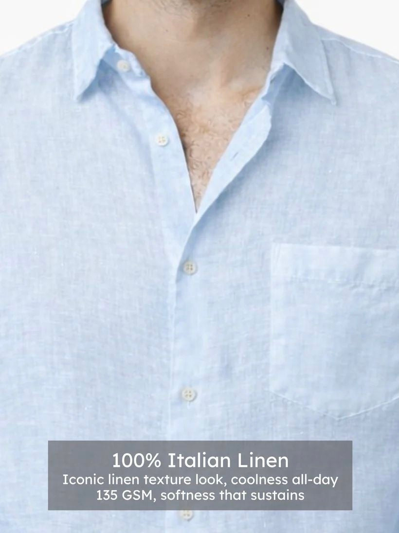 Ice Blue Pure Italian Linen Shirt