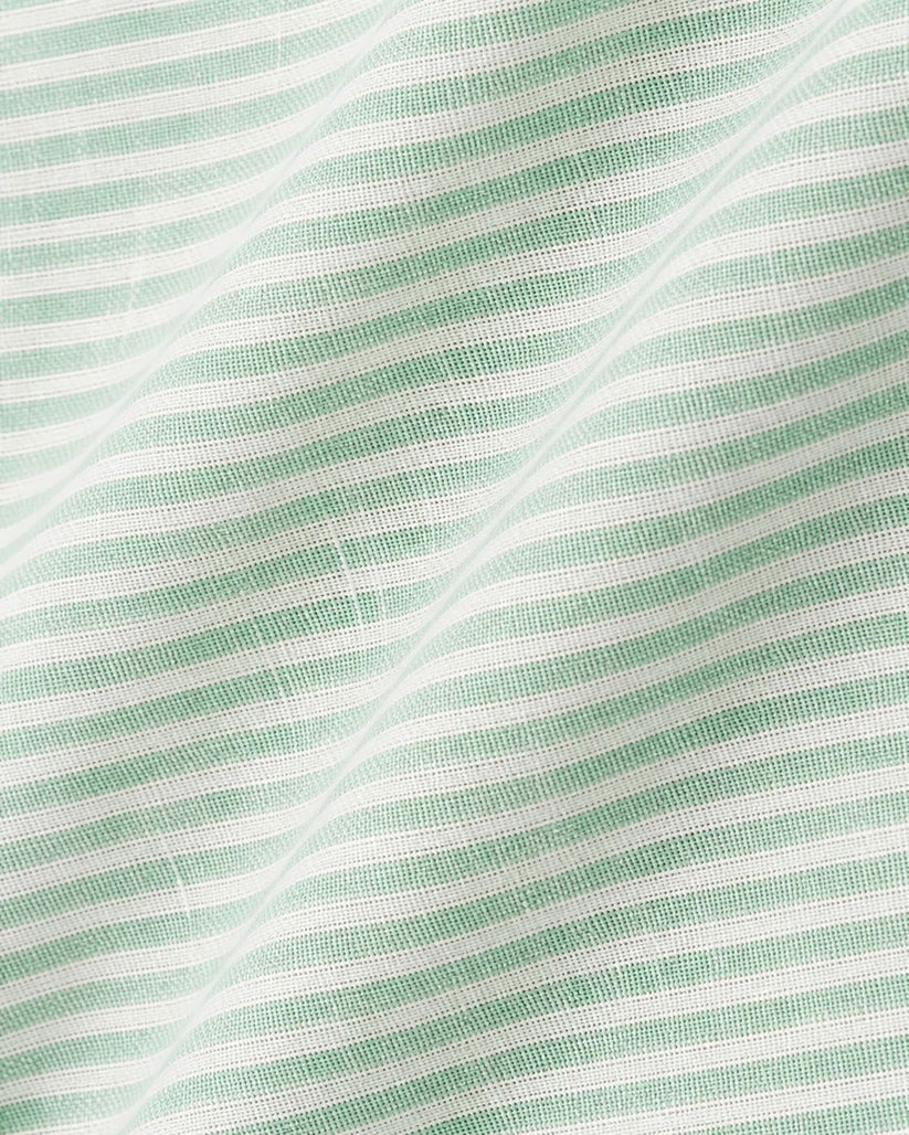 Linen Rich Light Green  Stripe Shirt