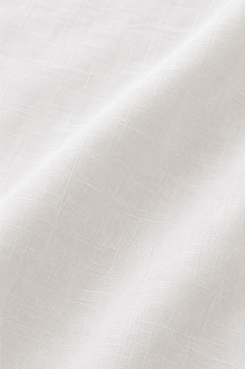 Linen Rich White Mandarin Collar Shirt