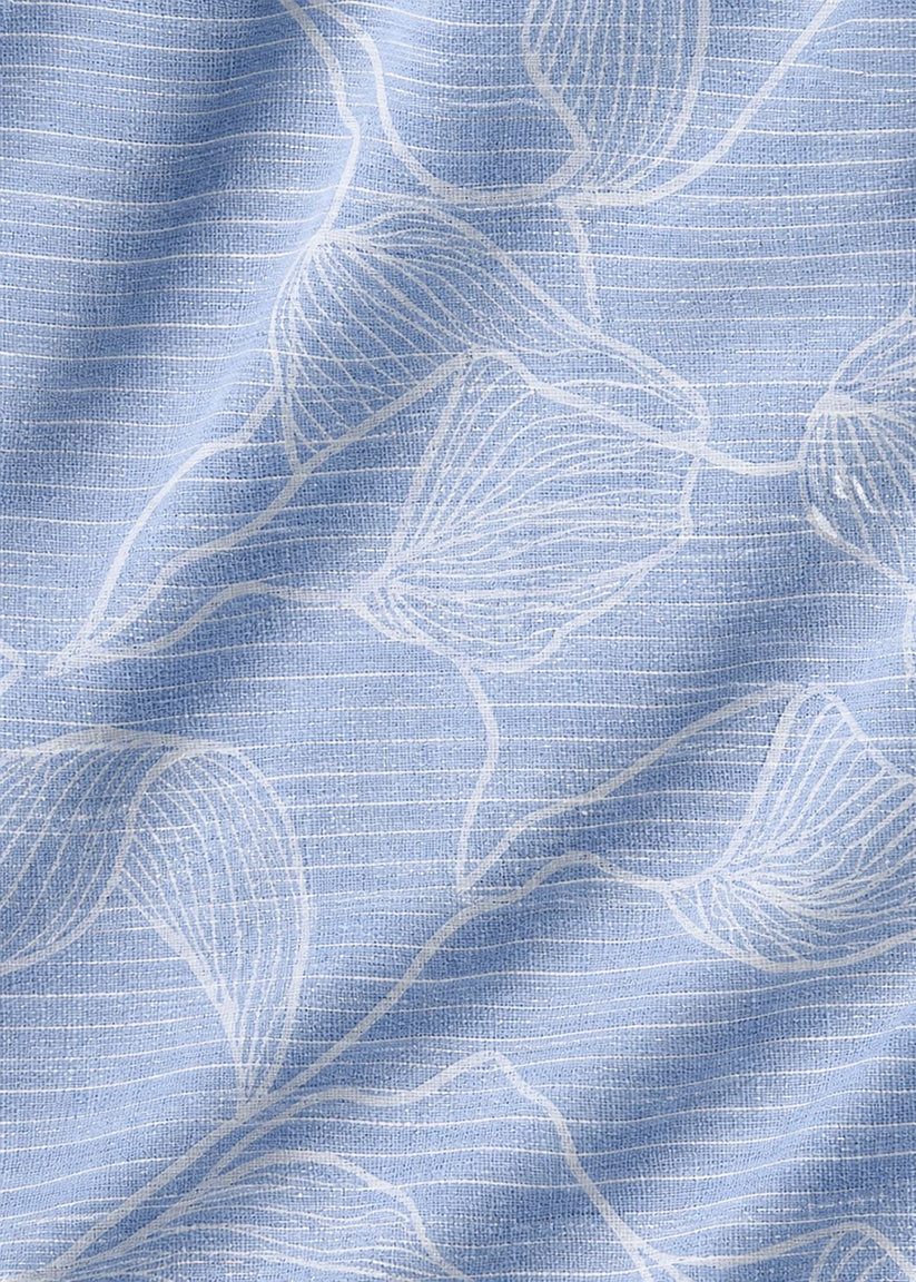 Linen Rich Sky Blue Print Shirt