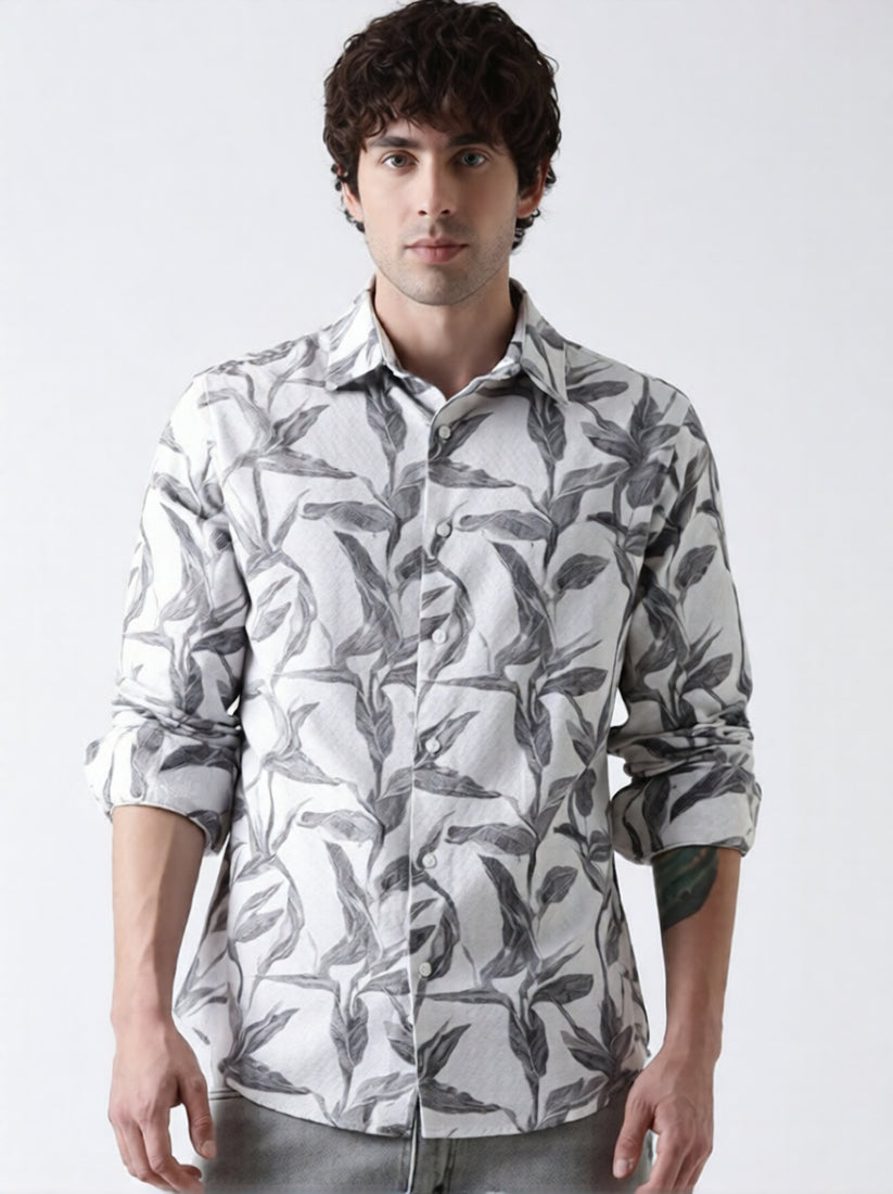 Regular Fit Leaf Print Shirt