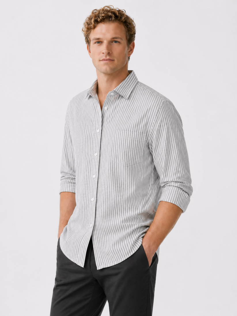 Grey Oxford Stripe Shirt
