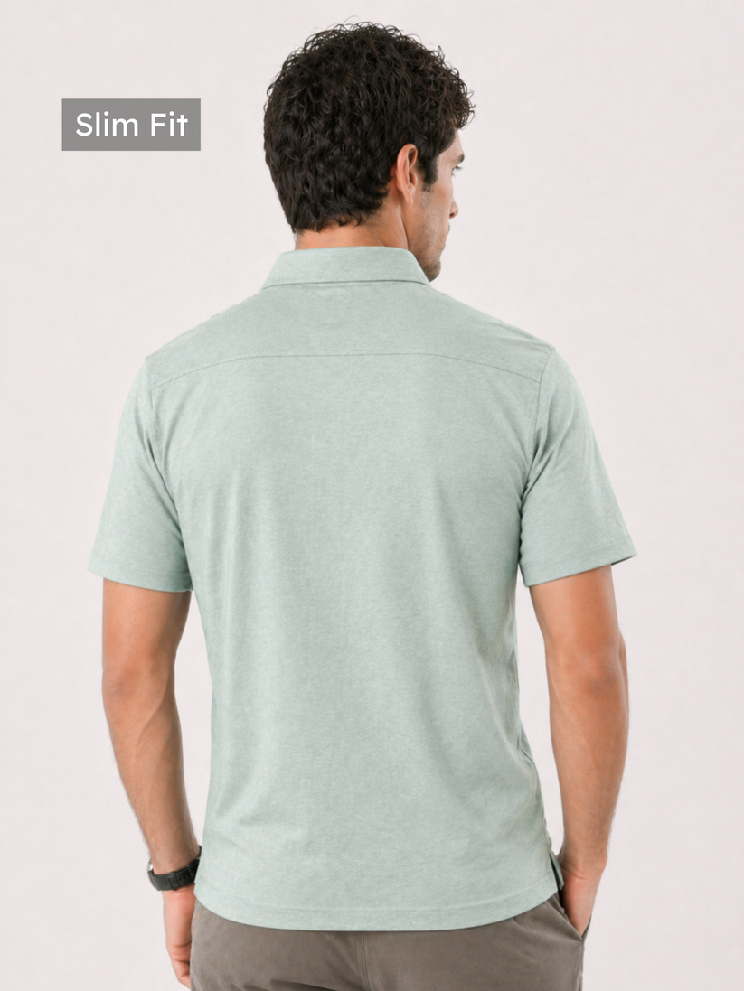 Slim Fit Mint Green Knit Shirt