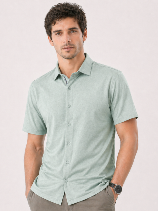 Slim Fit Mint Green Knit Shirt