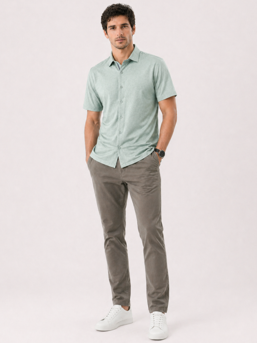 Slim Fit Mint Green Knit Shirt