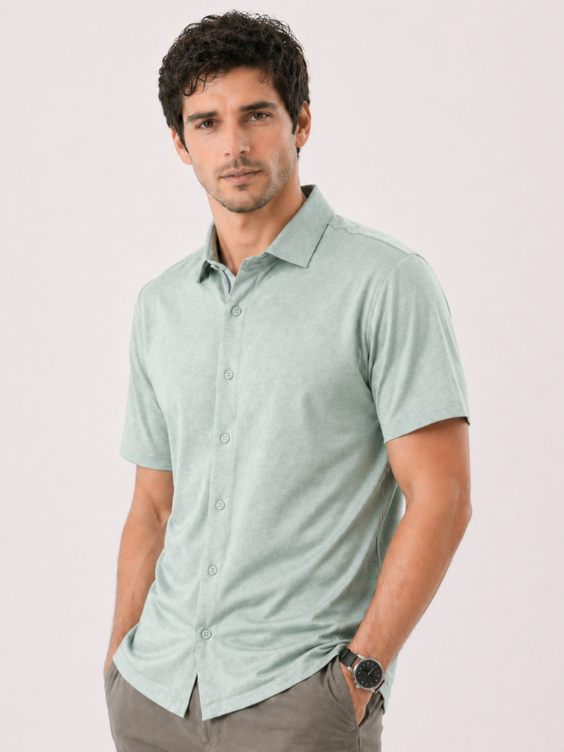 Slim Fit Mint Green Knit Shirt