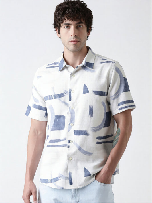 Regular Fit Brush Stroke Print Shirt