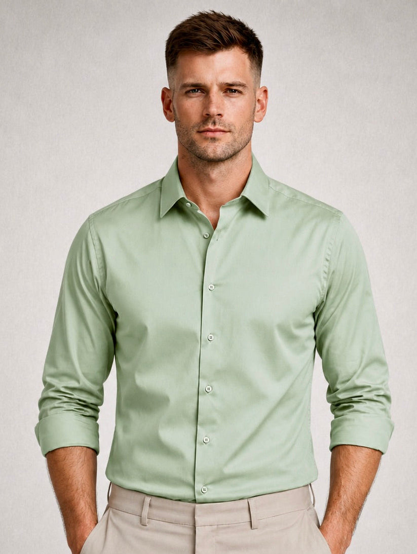 sage green dress shirt short sleeve linen-cotton at Hockerty usually found in polo fabrics The Classic Oxford Shirt |