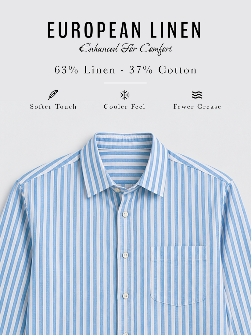 Linen Rich Striped Blue Shirt
